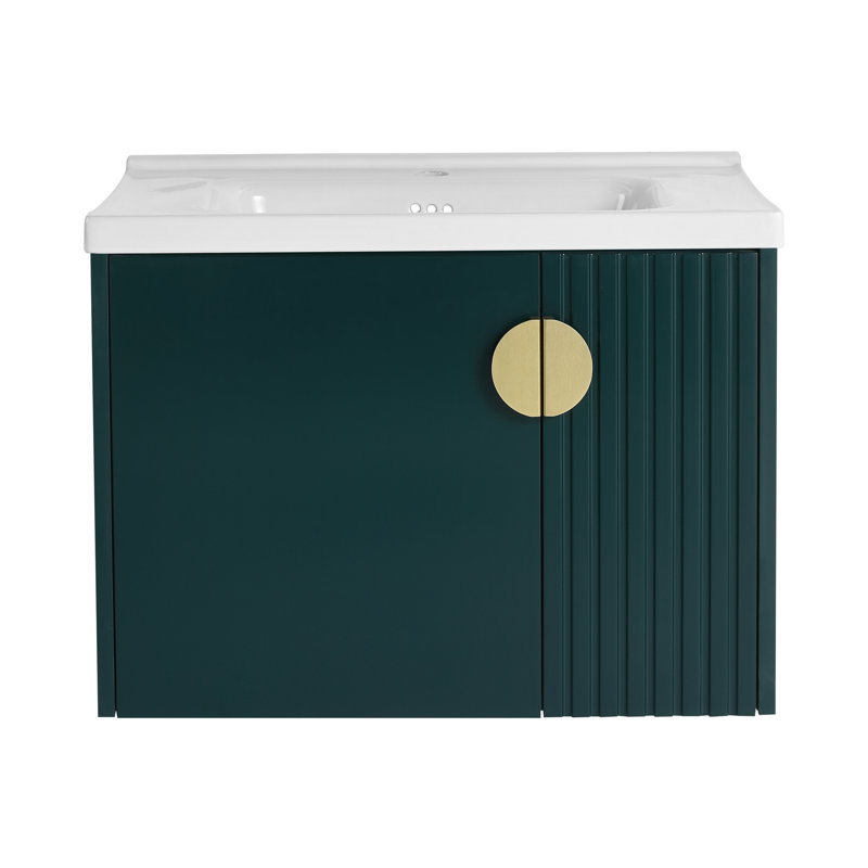 Meuble-lavabo 28 po avec lavabo en céramique, Vert