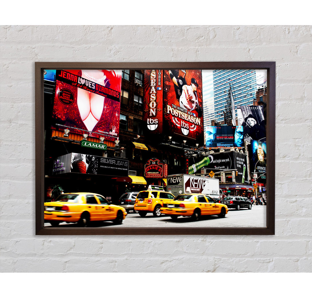 New York Yellow Cabs On Broadway By Day - Einzelbildrahmen Kunstdrucke auf Leinwand