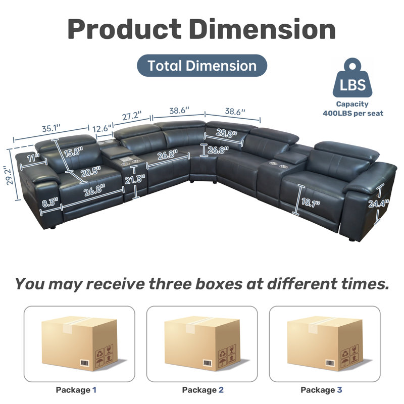 Canapé modulaire inclinable électrique avec haut-parleurs Bluetooth, DARK GREY Polyester