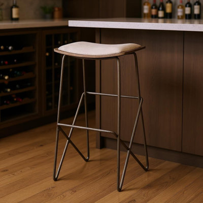 Chaise de bar en fer et en tissu 30 po