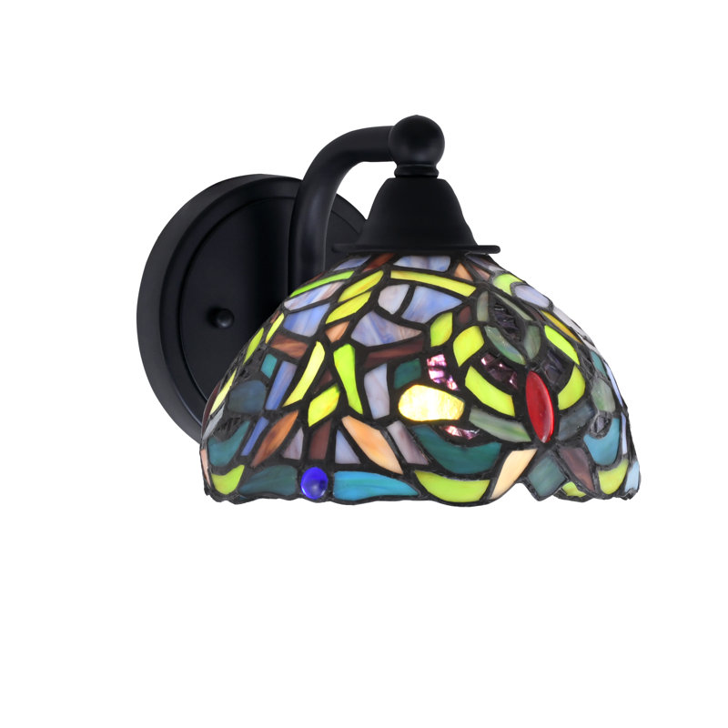 Applique murale Paramount, fini noir mat avec verre d'art kaléidoscope de 7 po