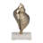 Figurine Metal and Marble Coastal Shell Design with Modern Spiraling Form on Solid Stone Base Inspired by Contemporary Nautical Trends in Mixed Materials Woods and Metals for Stylish Accent Decor-1163792284