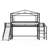 Torvik Modern Industrial Loft Bed with Storage Stairs, Built-in Wardrobe & Shelves, Metal Loft Bed Frame with USB Ports & LED Lights, Noise-Reduced Design-128894201