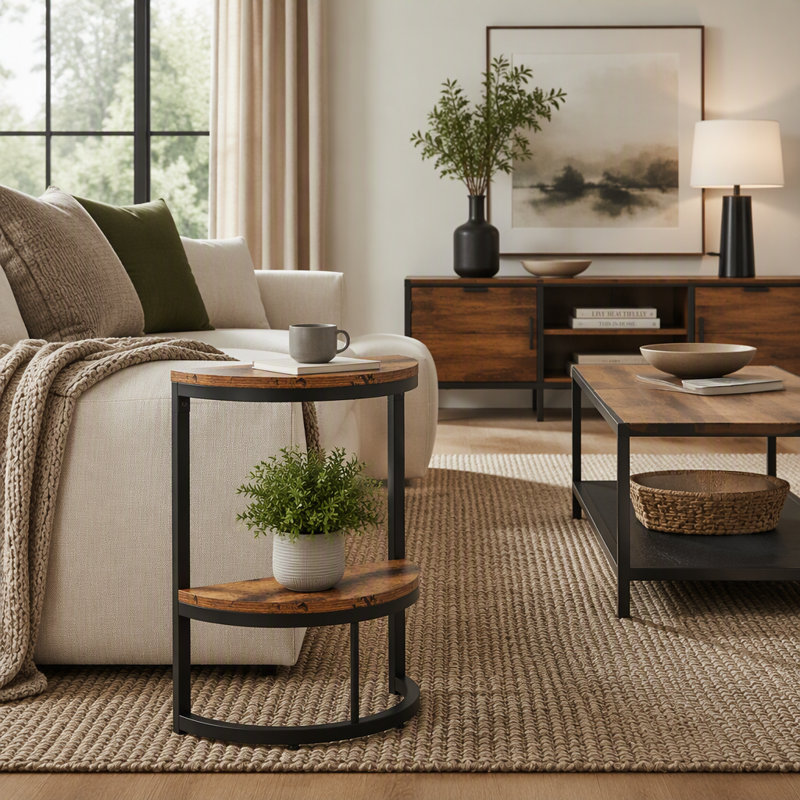 19.69" Wood End Table with Storage