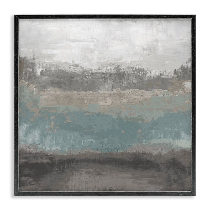 Estampe numérique terre et mer encadrée, design par Hannah Dawson, H 17 po x l 17 po, Giclée encadrée noir minuit