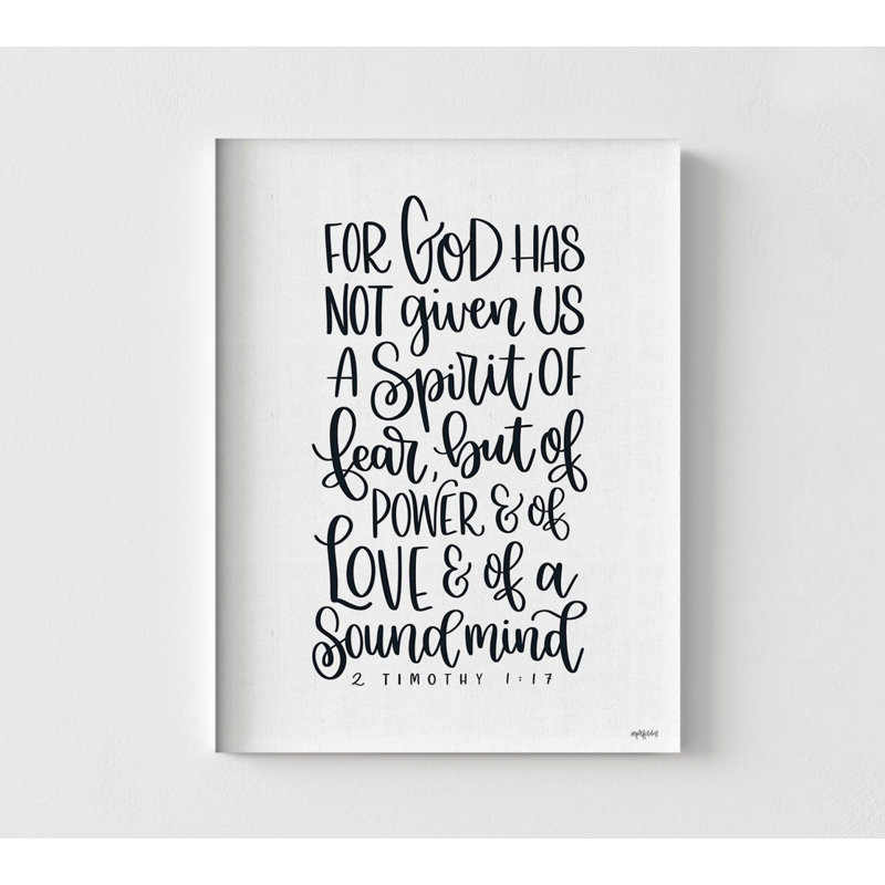 «A Sound Mind», impression encadrée 2 Timothée 1: 17, affiche du plan des dieux, idée de verset de la Bible chrétienne, décor de bibliothèque biblique noir et blanc
