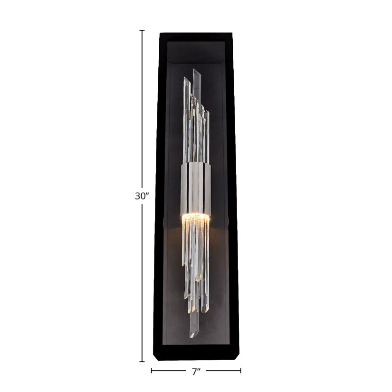 Applique murale d'extérieur Lucca Esterno 1 LT noir mat (Fluorocarbone) / transparent Allegri, H 30 po x l 7 po x P 6,5 po