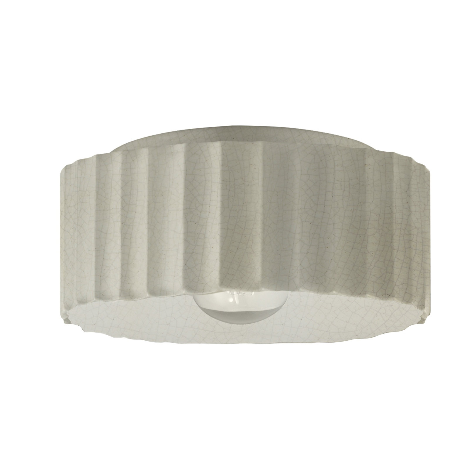 Colgate Single Light Ceramic Flush Mount, White Crackle, 6.5" H x 13" W x 13" D