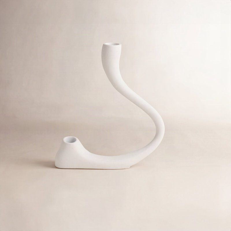 8.5'' H Aluminum Tabletop Candlestick, White