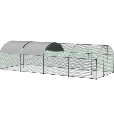Poulailler en métal de 26 pi x 9 pi x 6 pi - Cage à volaille avec auvent - Volière de ferme pour la cour arrière pour lapin