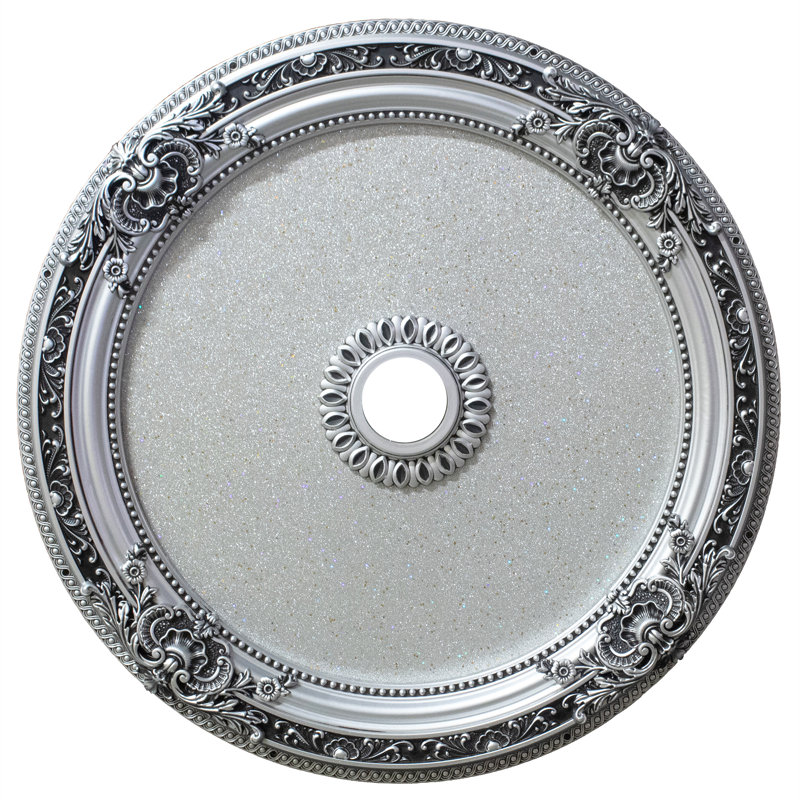 Rond médaillon de plafond rond argenté, Argent antique / argent
