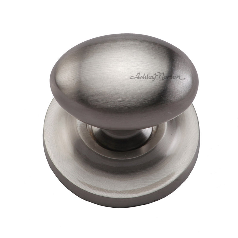1 1/4" Length Oval Knob, Satin Nickel, 1 1/2"