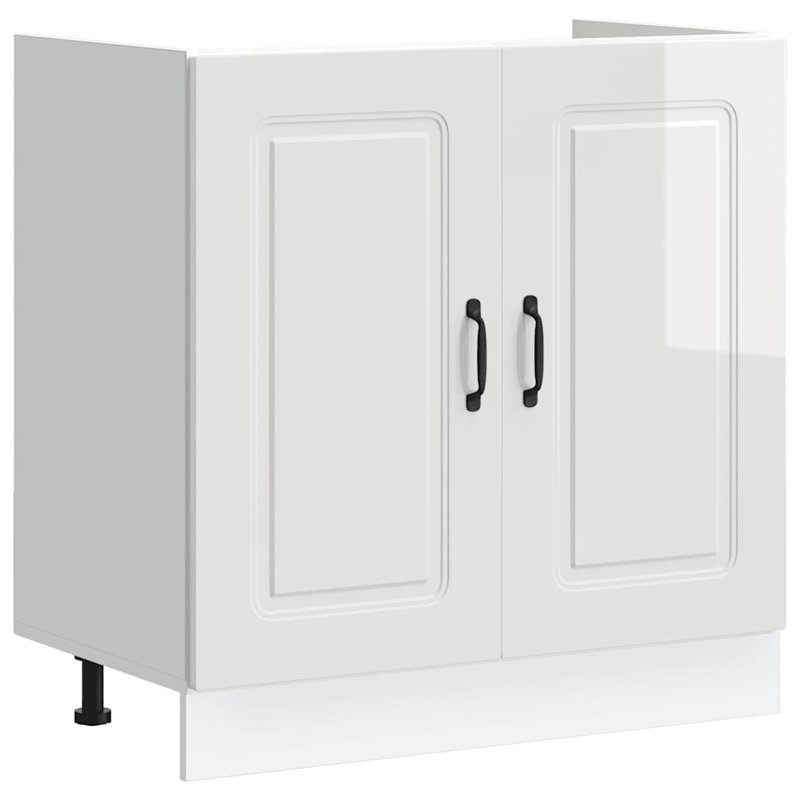 Sink Base Cabinet Kalmar 80X46x81.5 Cm Engineered Wood, High Gloss White