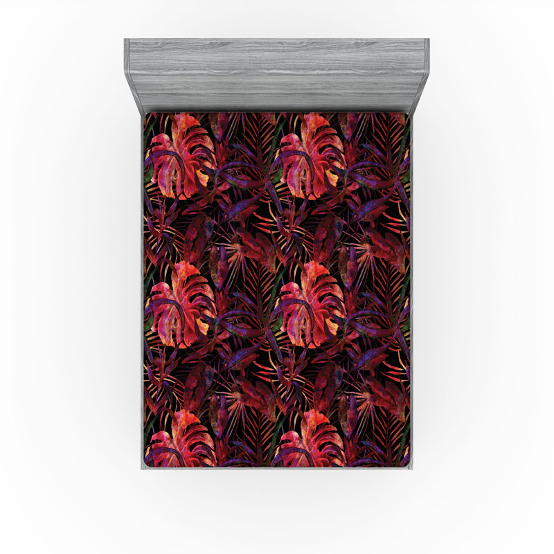 Drap-housse Ambesonne, Drap-housse très grand californien, Indigo, corail foncé, rosé / floral