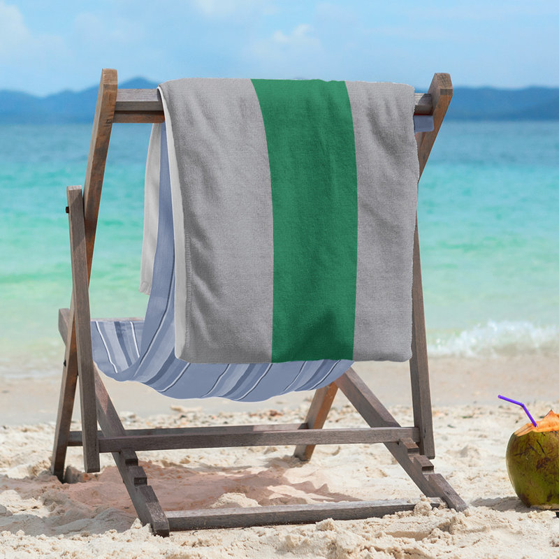 Vancouver Lightweight Beach Towel, Cool Gray/Green/Cool Gray, Poly/Cotton