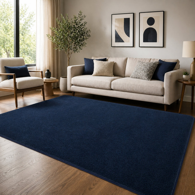 Aspire Homeware Navy Blue Modern Area Rug, NAVY, 120x170cm
