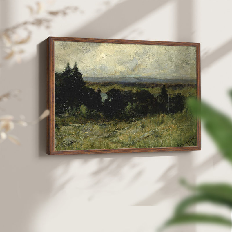 Paysages rétro-VII - reproduction encadrée - réaménageable, H 16 po x l 20 po, Noyer
