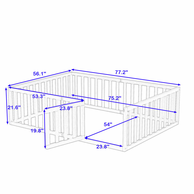 Hendrelino Wooden Daybed Frame with Guardrail, Full/Double, White