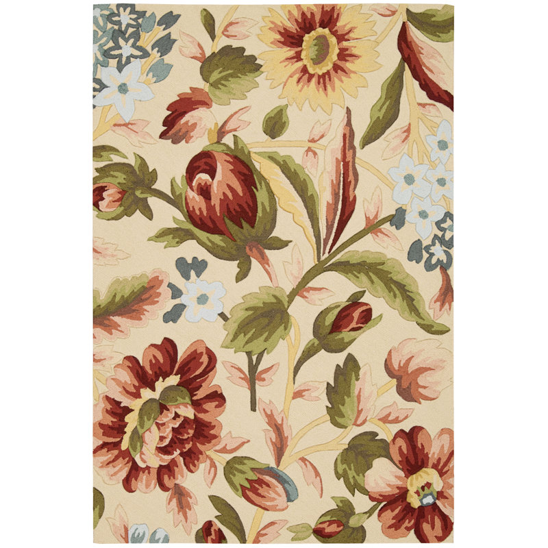 Tapis beige / vert / ivoire Asiha, Rectangle 8 pi x 10 pi 6 po
