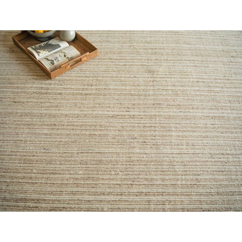 Elko Handmade Hand Loomed Beige Area Rug, Rectangle 10' x 14'