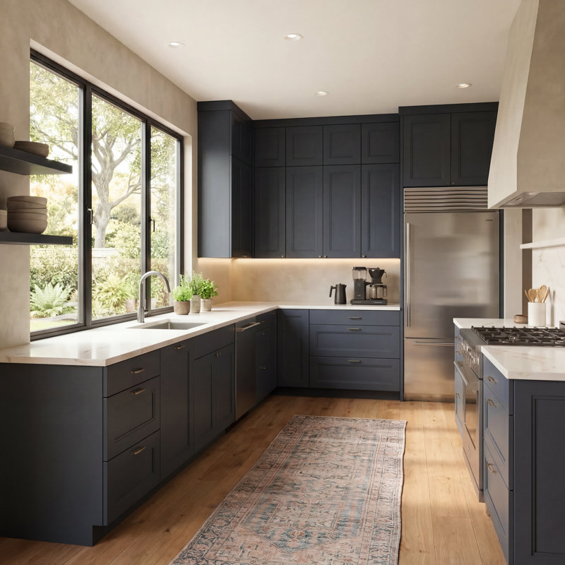 Dwelling Full Access Brookstone Door Sample, Gunmetal Blue, Maple