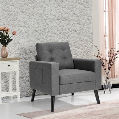 Modern Accent Armchair Upholstered Single Sofa Chair W/ 2-side Pockets Beige -  Corrigan StudioÂ®, 83980D513BAA4880BCCCD2627497B12E