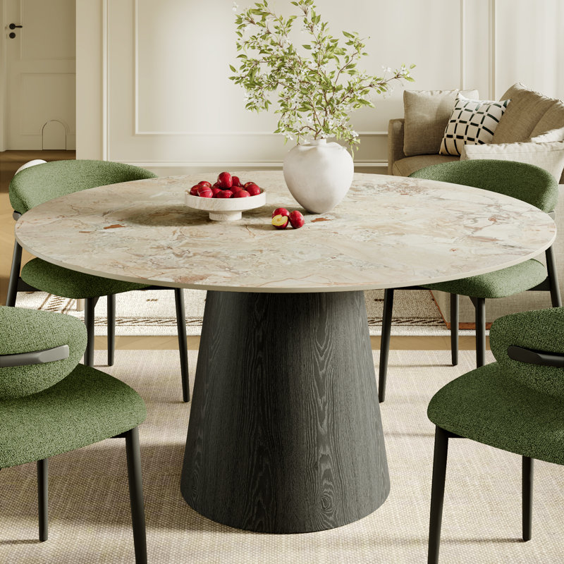 Ensemble de table de salle à manger Bobrow, 5 Pieces: Table, 4 Chairs, 29.52" Н X 43.31" W X 43.31" D, Creamy Monet / Black