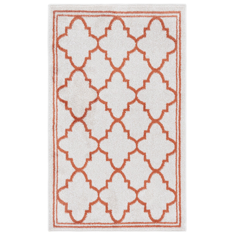 Ammundsen Geometric Area Rug, Rectangle 2'6" x 4', Beige/Orange
