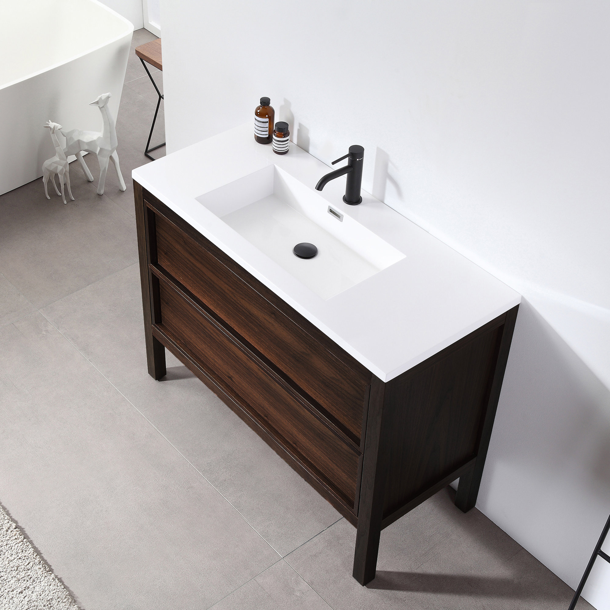 Gonzalo 48'' Single Bathroom Vanity, Dark Walnut