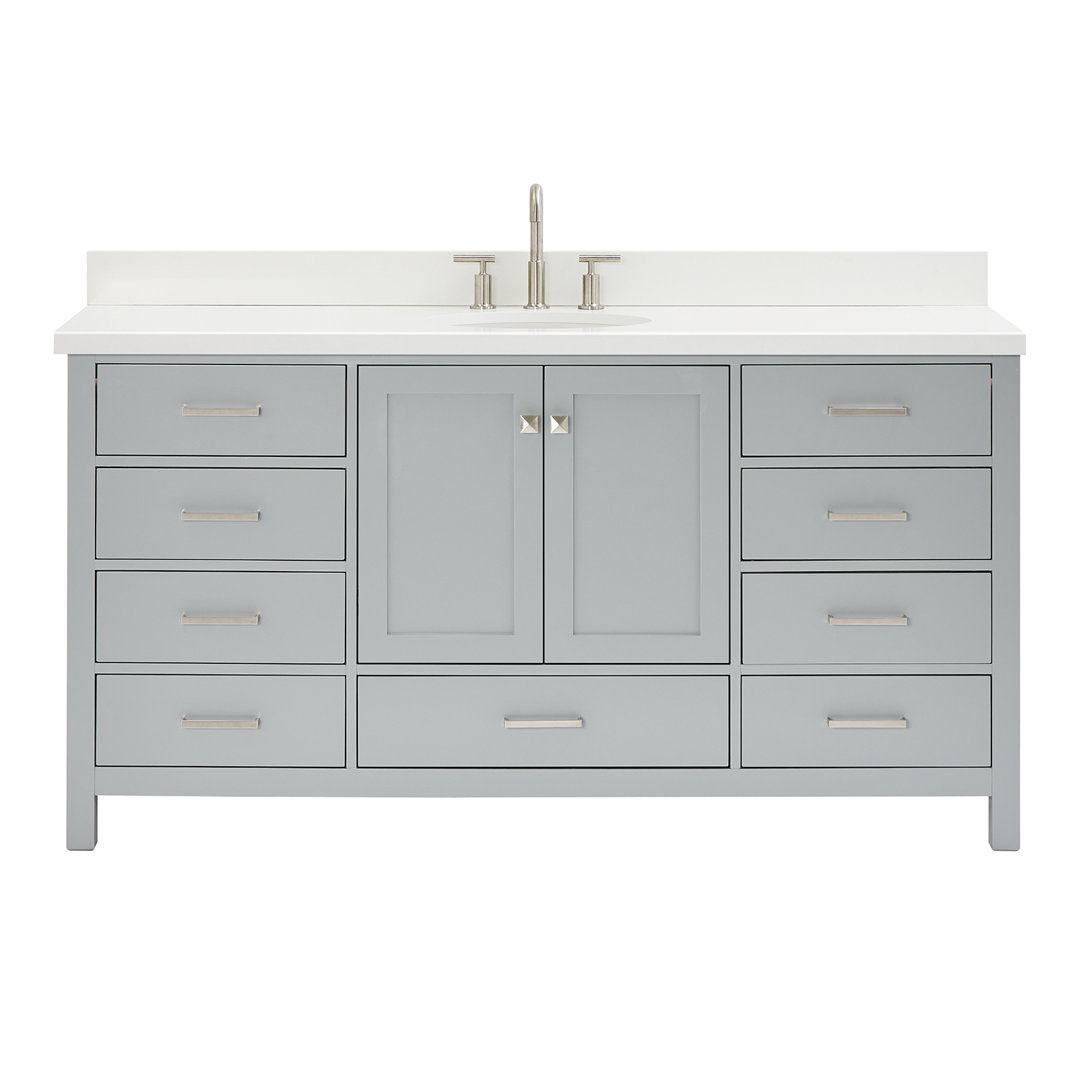 Amariani 67'' Single Bathroom Vanity with White Quartz Top Latitude Run® Base 