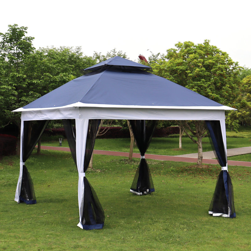 Pavillon de jardin en acier, 9.8 Ft. W x 9.8 Ft. D, Blue