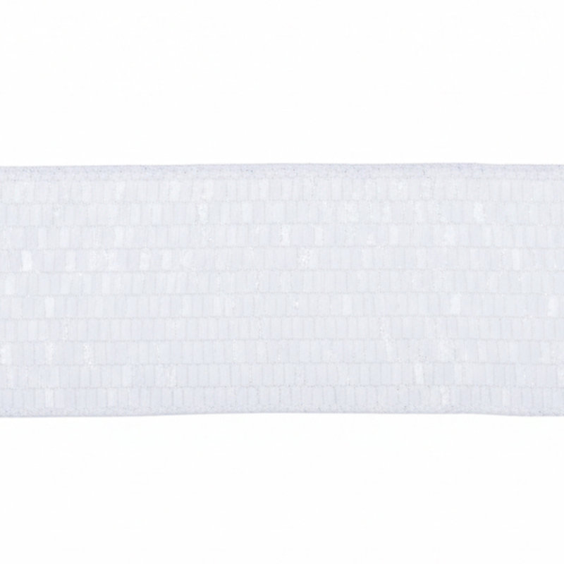 Vickerman 2.5" x 10 Yard Rectangle Sequin Wired Ribbon., White