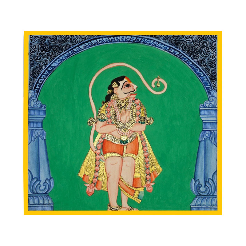 Lord Hanuman à Namaskar Mudra | Peinture de MySore par Anjali Ram