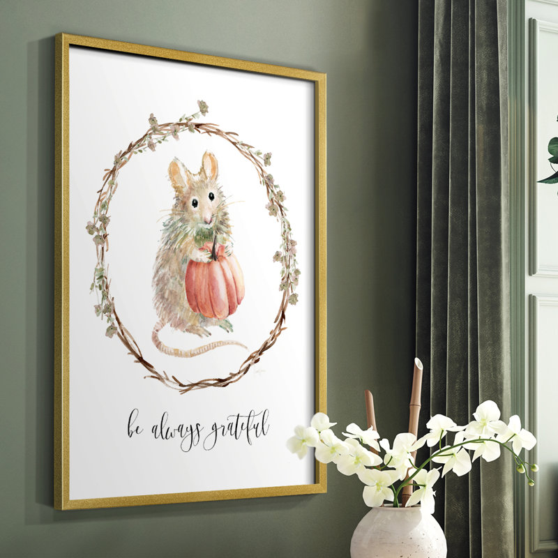 «Harvest Home Mouse», reproduction encadrée en bois massif, Cadre doré simple, H 28 po x l 22 po