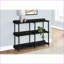 Table basse moderne moderne en marbre noir stratifié avec 3 tablettes Cadre en métal noir, peu encombrant pour le salon