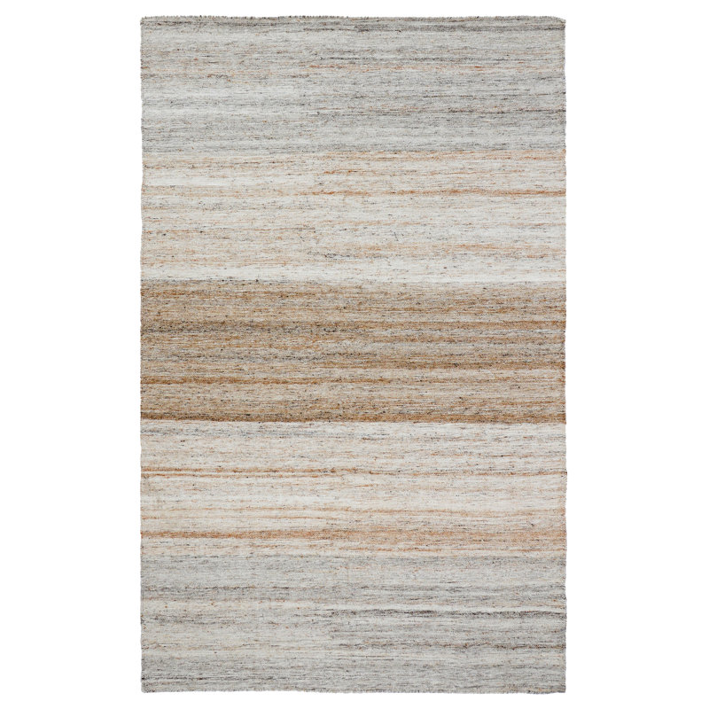 Handwoven Gray and Beige Stripe Synthetic 2' x 3' Area Rug