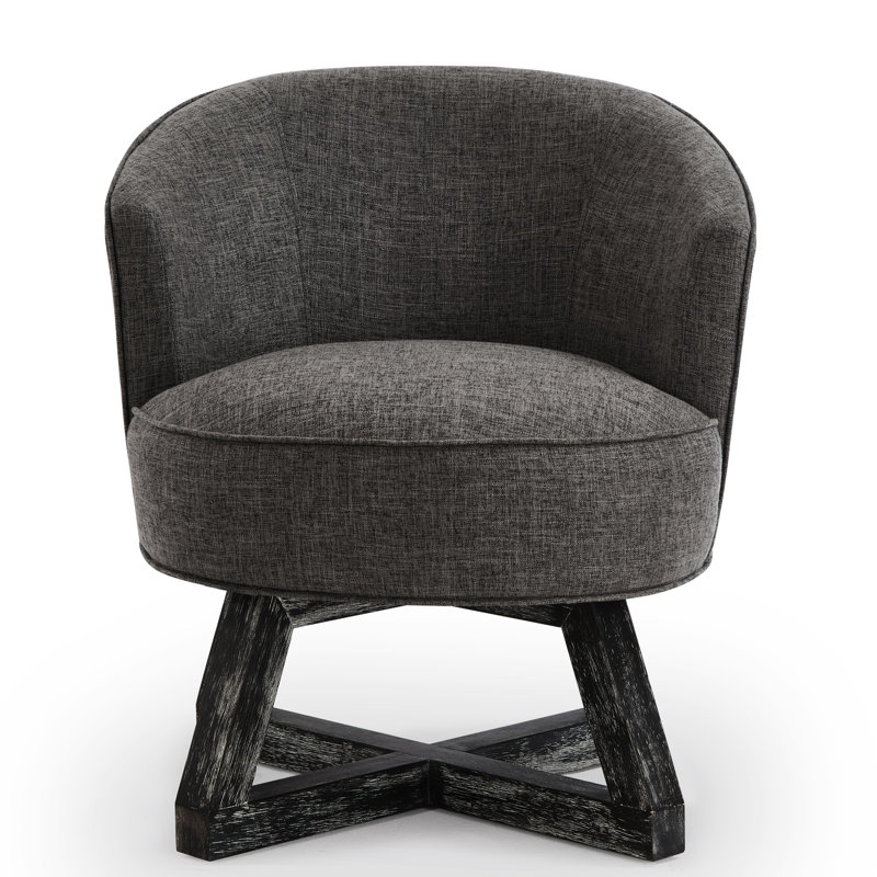 Chaise pivotante à 360 ° avec coussin en lin, base en bois massif, siège gris foncé, siège et pieds en option, Gris foncé