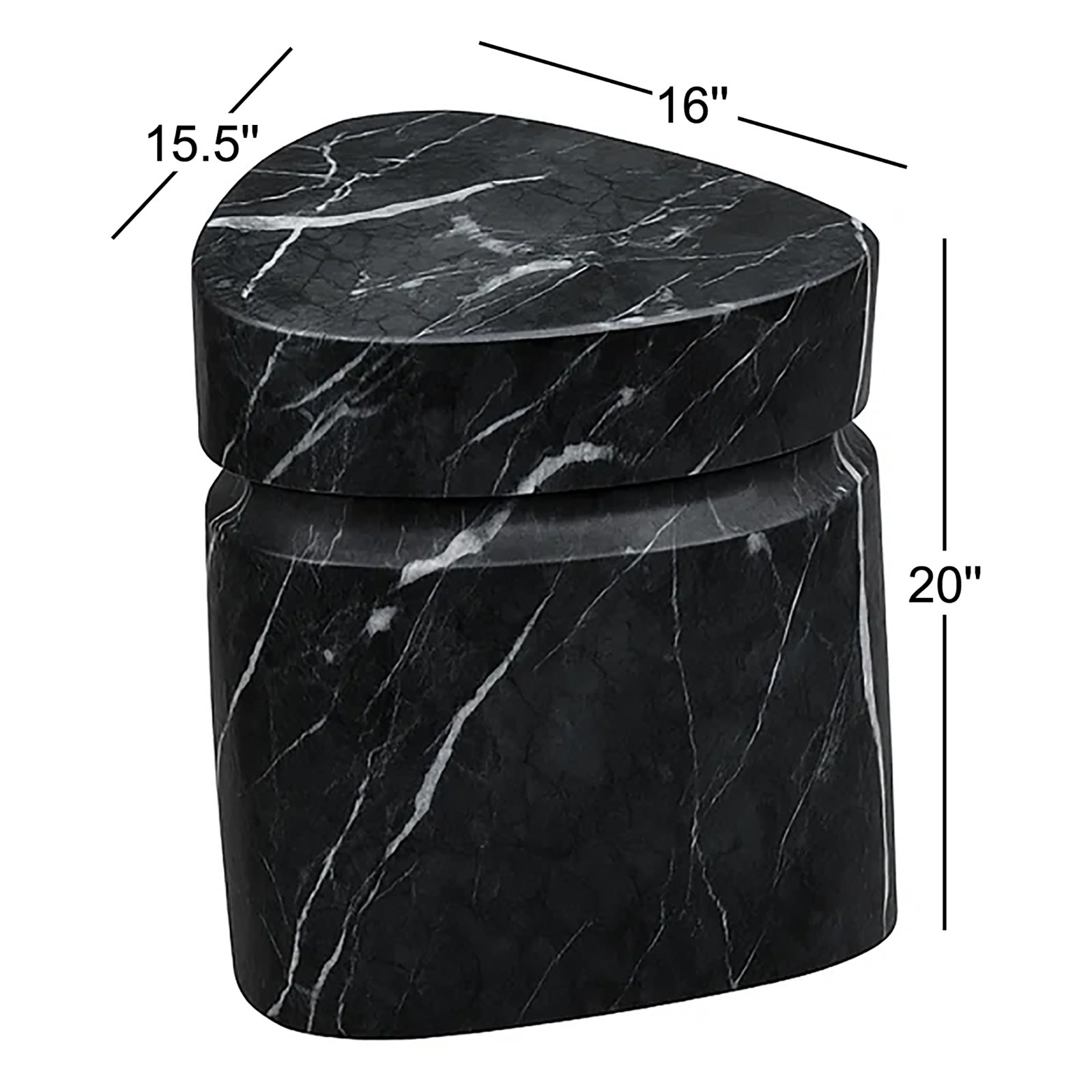 Zofia 16" Patio Side Table, Black Marble