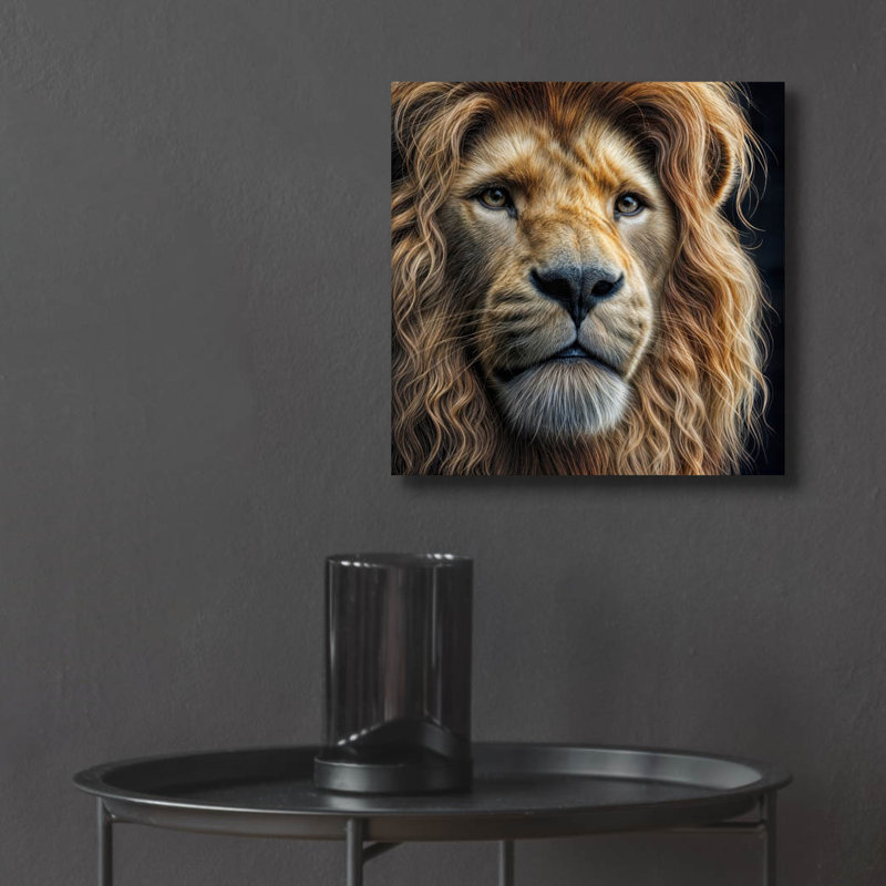«Lion Portrait» par Rey Klimt, art mural en verre acrylique, H 12 po x l 12 po x P 0,13 po