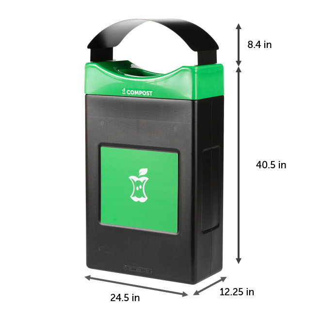 Contenant à compost Avante de zone commerciale, unité peu profonde de 30 gallons avec couvercle de pavillon, doublure incluse