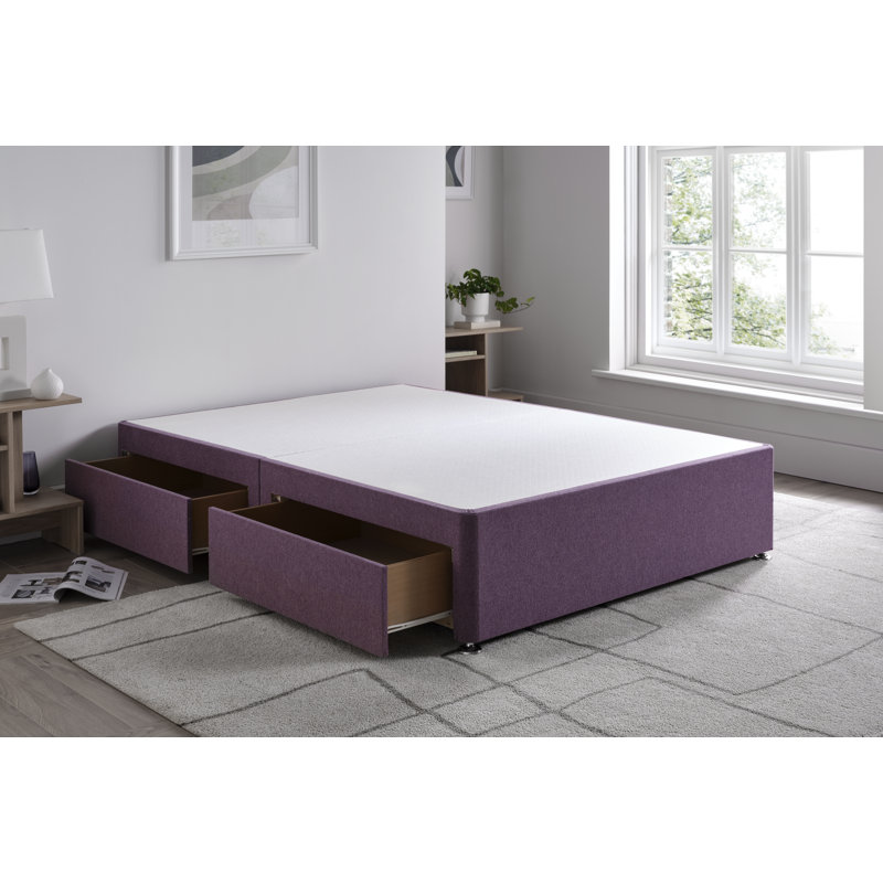 Wool Divan Bed Base, Lilac, Double (4'6), No Drawers