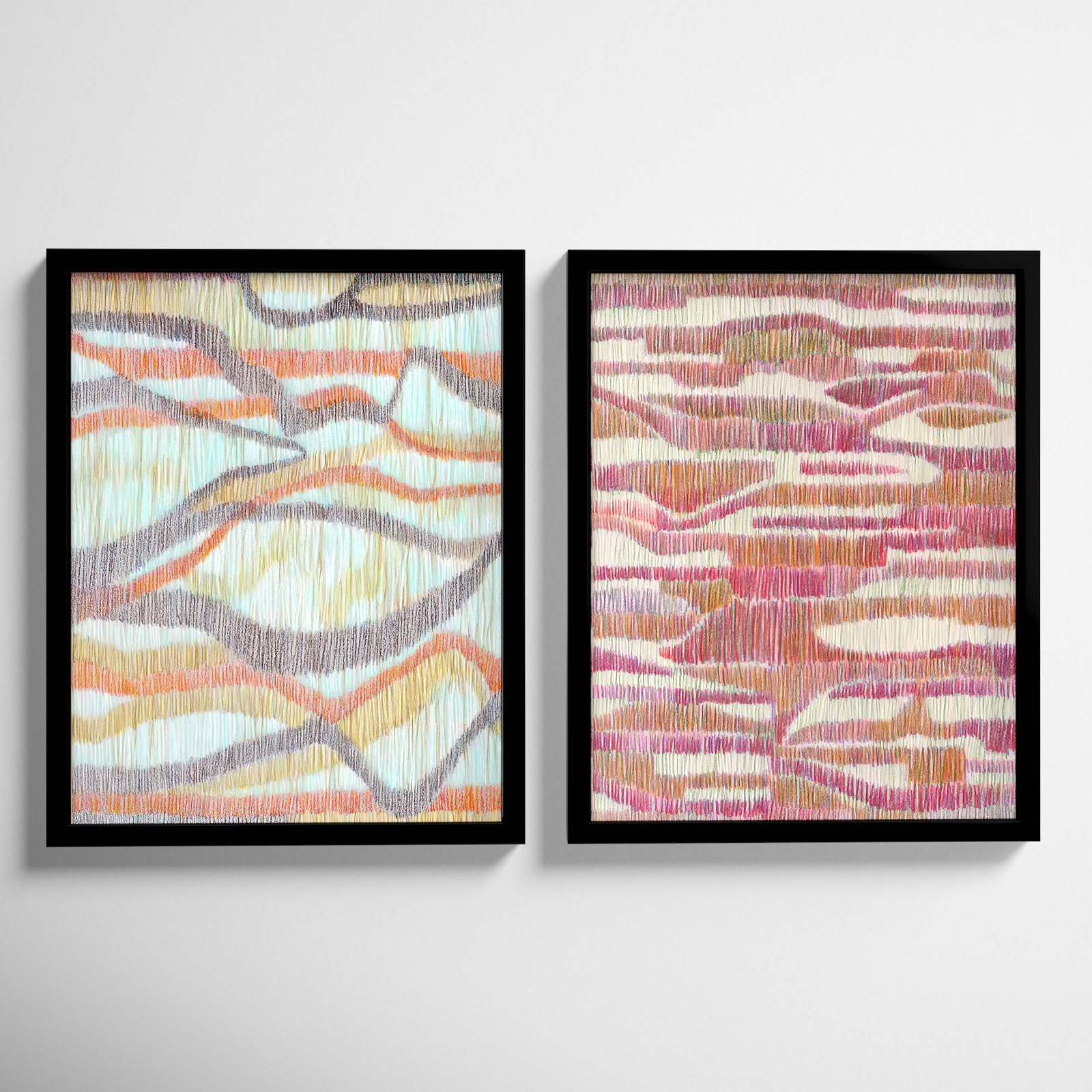 Rhythm and Ripples 2-Piece Painting Set, Black Framed, 20" H x 16" W x 1.25" D