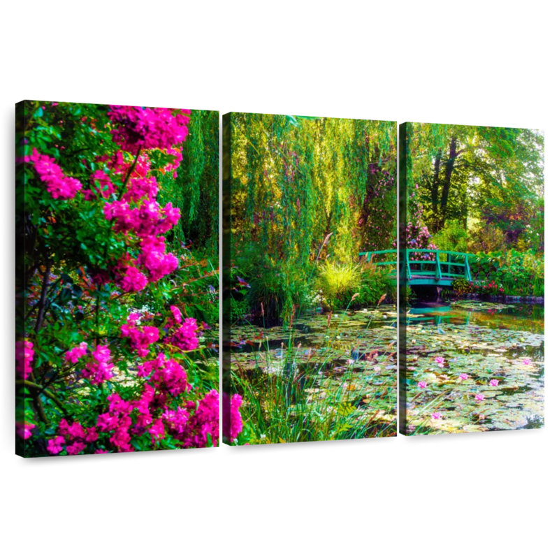 Jardin de Senne Monet avec fleurs Giverny, H 32 po x l 50 po