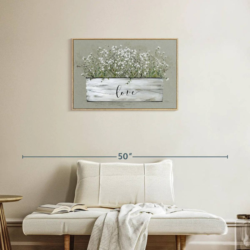 Bouquet de Grace Bucket Love, Cadre flottant en bois naturel, 31 po x 21 po