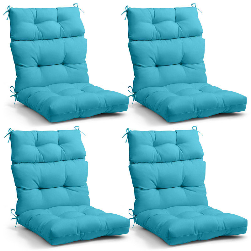 Outdoor/Indoor High Back Patio Chair Cushions, Set of 4, Blue