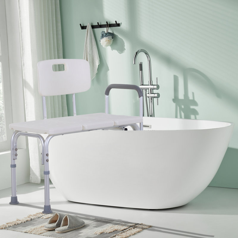 Adjustable Shower Chair & Bath Transfer Bench – Non-Slip With Armrest, Backrest, 300 Lbs Capacity