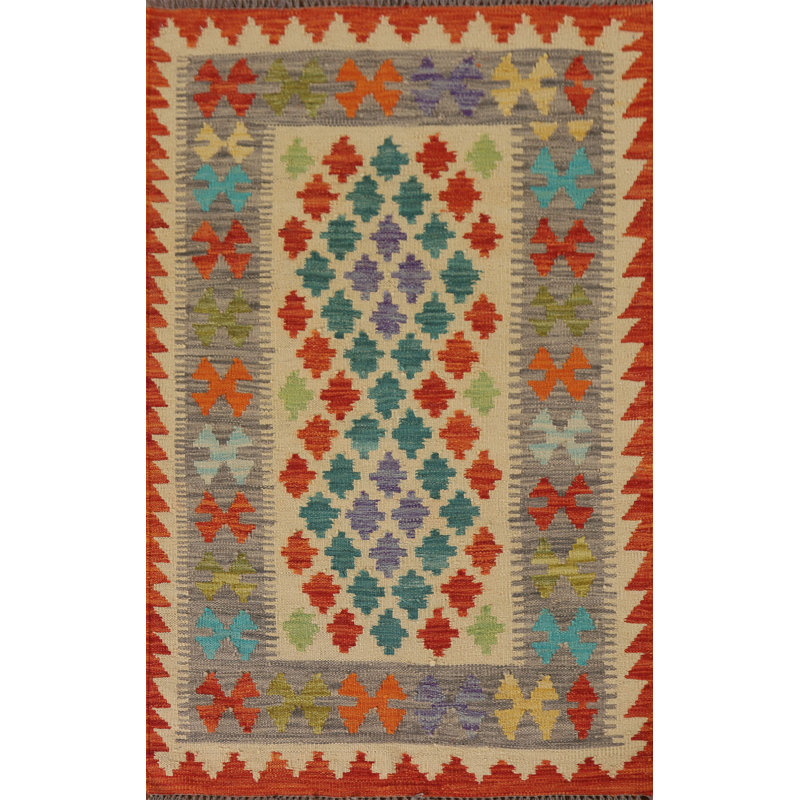 Multolor Kilim Reversible Wool Rug 3x4