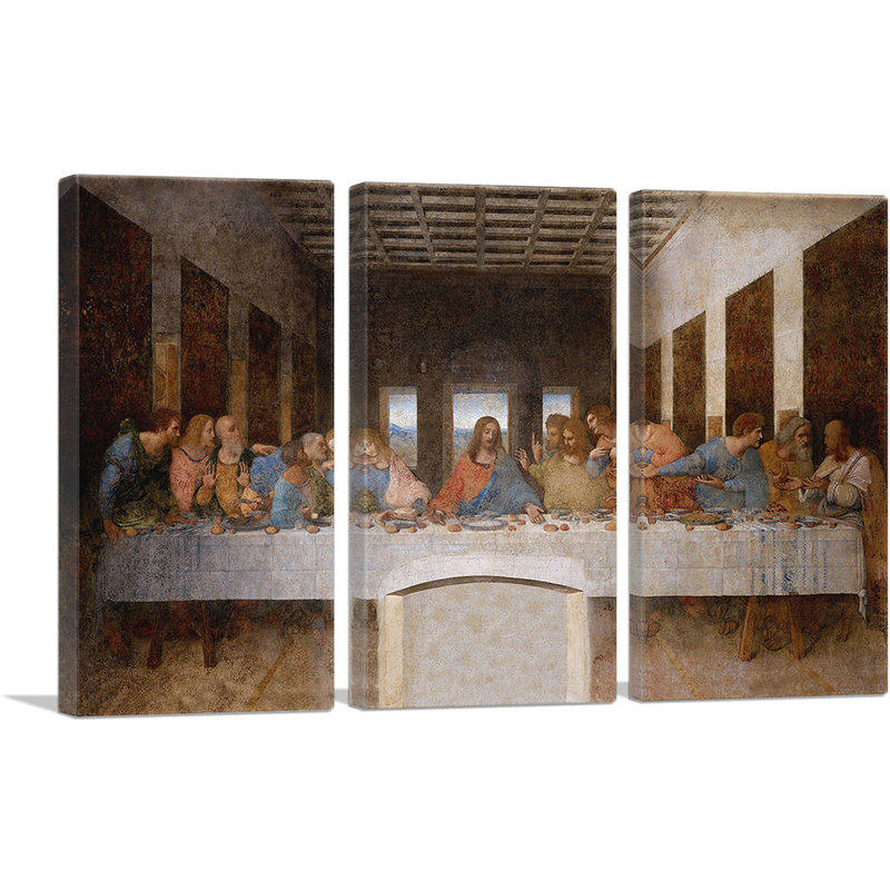 La Cène 1498 - impression de 3 pièces, H 40 po x l 60 po x P 0,75 po