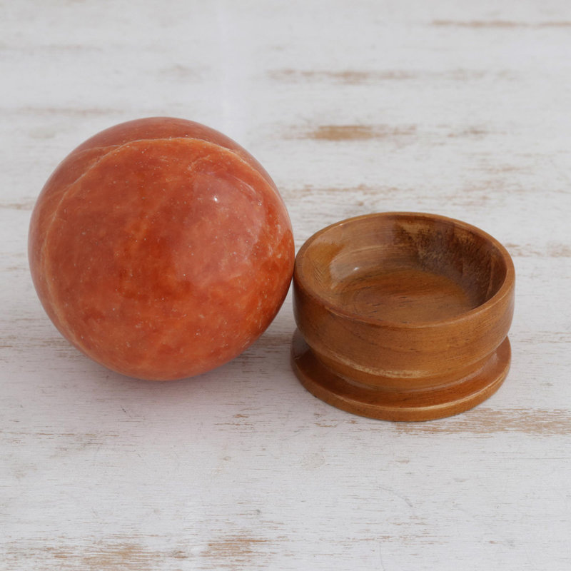 Chaleur rayonnante Justus et boule de calcite, Orange, H 4,1 po x l 3 po x P 3 po