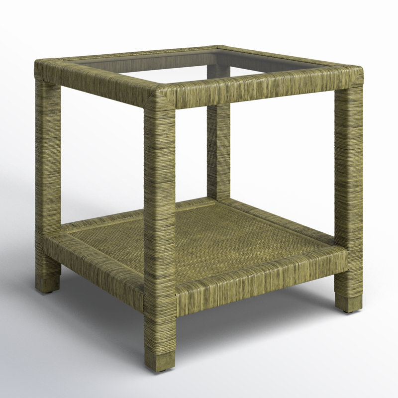 Pine Isle Glass End Table, Brass